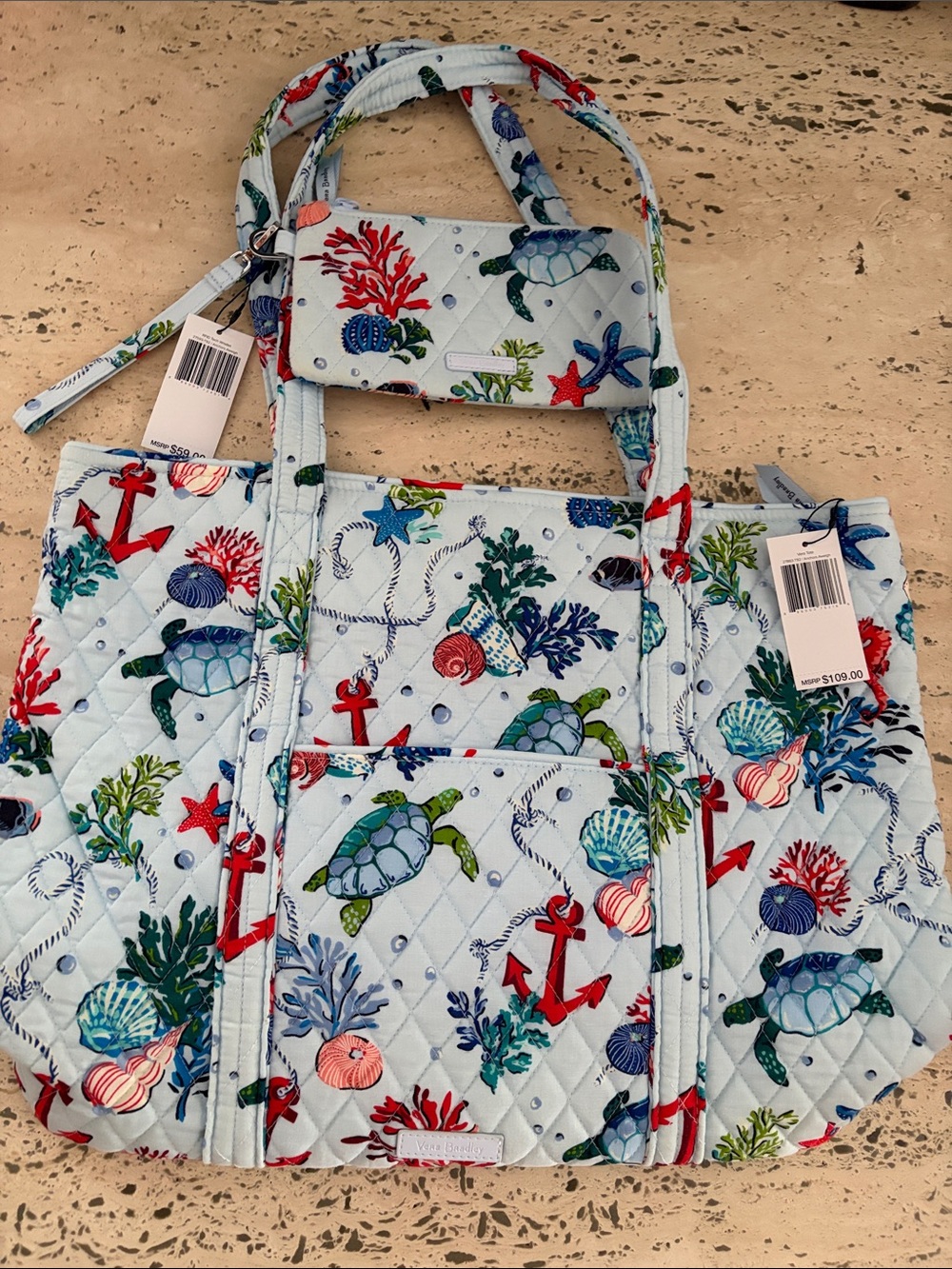 Vera Bradley Vera Tote & RFID Tech Wristlet Anchors Aweigh